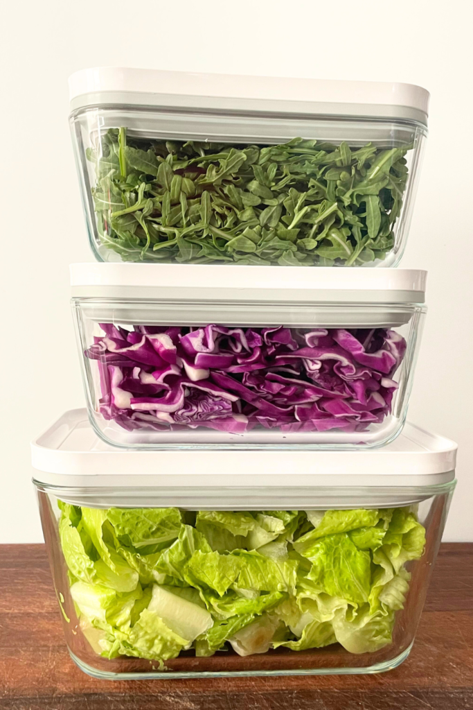 prepped salad in storage containers