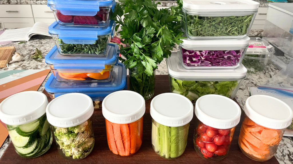 ingredient prep containers with 20 different ingredients