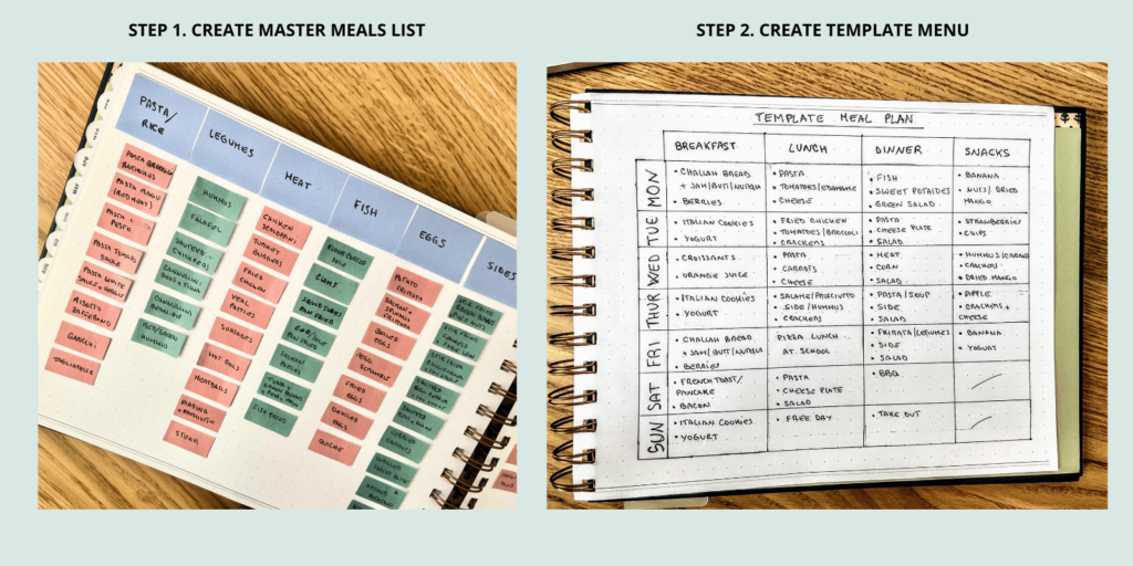 meal planning notebook and system